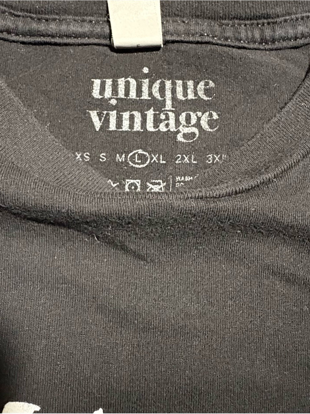 Unique Vintage Black Graphic Tee with White Logo - Picture 4 of 4